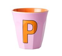 RICE Tasse en mélamine Rice medium lettre P 30 cl Pink
