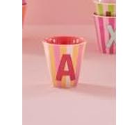 Rice Gobelet en mélamine à rayures moyennes avec lettres, modèle pour garçon tons bleu-vert, dimensions 9 x 9 cm (fille)