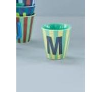Rice Gobelet en mélamine à rayures moyennes avec lettres, modèle pour garçon tons bleu/vert/menthe, taille 9 x 9 cm (M garçon)