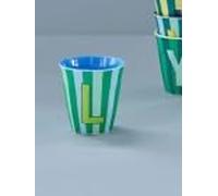 Rice Gobelet en mélamine à rayures moyennes avec lettres, modèle pour garçon tons bleu/vert/menthe, taille 9 x 9 cm (L garçon)