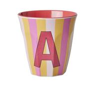 Rice Gobelet en mélamine rayé avec lettres, modèle pour garçon, bleu-vert, taille M