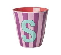 Rice Gobelet en mélamine rayé avec lettres, modèle pour garçon, bleu-vert, taille M