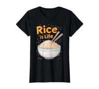 Rice is Life - Amateur de Riz T-Shirt Graphique avec Valeur, Femme, Noir, L