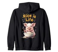 Rice Is Life Bol de riz mangeant un cochon Sweat à Capuche
