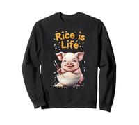 Rice Is Life Bol de riz mangeant un cochon Sweatshirt