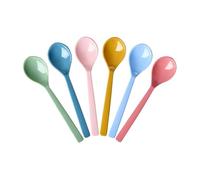 RICE Lot de 6 cuillères à café « All You Need is Love and … » - Cuillères à dessert colorées en mélamine robuste - Sans BPA - Passe au lave-vaisselle - Qualité alimentaire - 14,5 cm