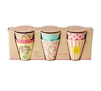 Rice - Lot de 6 gobelets en mélamine de taille moyenne, impression amusante, multicolore
