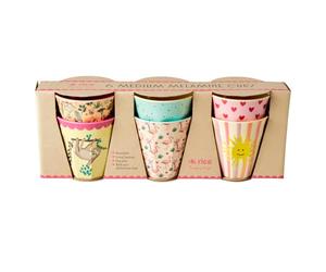 Rice - Lot de 6 gobelets en mélamine de taille moyenne, impression amusante, multicolore
