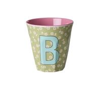 Rice Melmain Gobelet à motif floral moyen - Lettre B - Gobelets pour enfant - Gobelets de camping - Vaisselle en mélamine incassable - Sans BPA