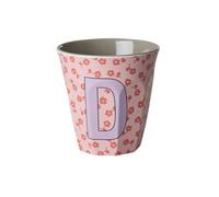 Rice Melmain Gobelet à motif floral moyen - Lettre D - Gobelet pour enfant - Gobelets de camping Vaisselle de camping Tasse en mélamine incassable sans BPA
