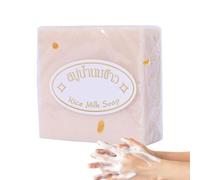 Rice Milk Soap, Goat Soap, Gentle Natural Thai Handmade Brightening Cleanser Bar, Botanical Moisturizing Facial Care Formula with Soft Texture, Beauty for Face Body Hand Kids Adults