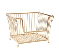 RICE - Panier de Rangement empilable en Fil de Fer doré - Grand modèle doré