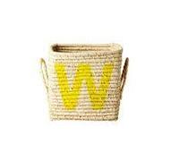 RICE - Raffia Square Basket w. Painted Letter - W