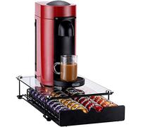Rice rat Tiroir porte-capsules Vertuo pour Nespresso avec verre pour rangement de dosettes Vertuoline pour meuble de cuisine (Classe-40 dosettes)