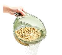 Rice Strainer, Rice Washing Bowl with Handle, Rice Rinser Strainer, Fine Hole Rice Drainer Strainer for Rice, Grains, Fruits and Vegetables (#A)