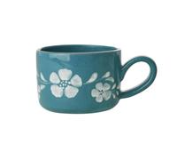 Rice Tasse à cappuccino en céramique, jade, 0,2 l | Fleur de vigne peinte à la main