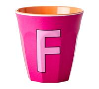 RICE Tasse en mélamine Rice medium lettre F 30 cl Fuchsia