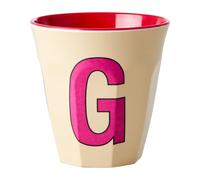 RICE Tasse en mélamine Rice medium lettre G 30 cl Pastel yellow