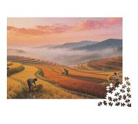 Rice Terraces 1000 Piece Jigsaw Puzzle Recyclable Pastoral Scenery Puzzles for Elderly Famille Temps de Jeu Accessoires Soulager Démence Sénile Great Cadeau 70x50cm/1000pcs