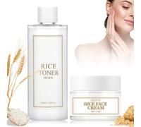 Rice Toner et Rice Cream, Naturel Extrait De Riz Hydratant Et Hydratant, Skincare Coréenne Rice Toner, Crème Visage au Riz, pour Peaux Sèches et Sensibles