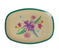 Rice Vaisselle en mélamine série Arda Bloom Print, imprimé floral sur fond beige (plaque rectangulaire 22 x 30 cm)