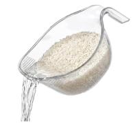 Rice Washing Bowl with Drain Holes & Pour Spout, Hanging Colander Strainer for Kitchen Sink - BPA-Free, for Rice, Fruits, Vegetables & Pasta, Smoky Grey