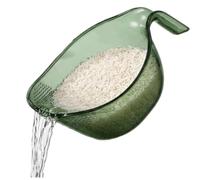 Rice Washing Bowl with Drain Holes & Pour Spout, Hanging Colander Strainer for Kitchen Sink - BPA-Free, for Rice, Fruits, Vegetables & Pasta, Smoky Grey