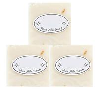 Rice Water Shampooing Bar, 3pcs Savon de riz, 65g Nettoyage Cleaning Hydrating Anti-Mite Exfoliant Soap Bar pour femmes Savon de riz naturel non irritant pour le visage et le corps