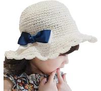 Rice White - 1 Piece Baby Straw Summer Hat Girls Flower Hat Children Sun Protection Travel Beach Uv Protection