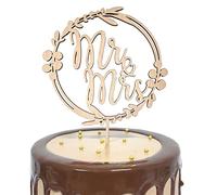 Riceel Personnalisé Gâteau de Mariage Mr & Mrs, Décorations de Gâteau de Mariage en Bois Cake Topper Mariage pour Gâteaux de Mariage et Anniversaire de Mariage Douche Nuptiale Fiançailles