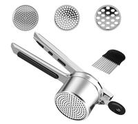 Ricer de pommes de terre Set Plancherie de pommes de terre en acier inoxydable avec 4/3 disques amovibles et pilon de nourriture manuelle au couteau avec poignée non glisser sur les fruits et légumes