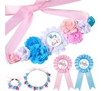 Riceshoot Ensemble écharpe et corsage de maternité pour garçon ou fille - Décorations de révélation du sexe de maman pour futur papa à être - Avec bandeau - Pour fête prénatale, révélation du sexe du