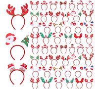 Riceshoot Lot de 100 bandeaux de Noël, Père Noël, renne, bois, bonhomme de neige, sapin de Noël, accessoires pour femme, fête de Noël, cabine photo, 25 styles