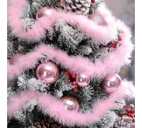 Riceshoot Lot de 3 guirlandes de Noël de 6,1 m vert citron pour décorations de sapin de Noël à suspendre - Décorations en plumes synthétiques pour anniversaire, vacances, intérieur et extérieur (rose)