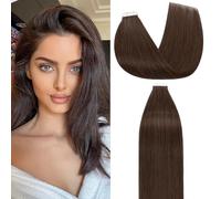 Rich Choices Extension Cheveux Naturel Adhesif Brun 40cm 20pcs Extension Adhesive Brun Extension Cheveux Humain Lisse Soyeux Droit Tape in Extensions (50g, #4 Marron Chocolat)