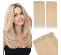 Rich Choices Extension Cheveux Naturel Clip 2 Pièces 6-Clip 35cm #60 Blond Platine Extensions à Clip en Cheveux Humains Avec Naturel & Invisible Bord fin