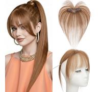 Rich Choices Frange à Clipser 100% Cheveux Naturel Postiche Cheveux Naturel Fausse Frange Extensions de Cheveux Remy Clip in Bangs Lisse #6 Marrone Chiaro