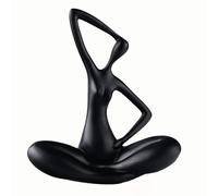 Rich Iron Décoration d'intérieur Modern Statue Figurine Decorative Statues Woman Yoga Home in Resin Ornaments Accessoires de Bureau Amusants(Black C,Matte)