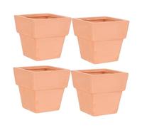 Rich Iron Pots de Fleurs Pots de Fleurs carrés en céramique, 4 pièces, Petits Pots Terre Cuite Décoration printanière
