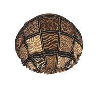Rich&Rabbit Bonnet de douche imprimé zoo sauvage pour femme, élastique et réutilisable, résistant aux fuites, double couche