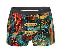Rich&Rabbit Boxer pour homme avec motifs de guitare artistique, évacuation de l'humidité, doux, confortable, extensible, respirant, noir, Medium