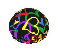 Rich&Rabbit Gay Pride Bonnet de douche élastique réutilisable double couche pour femme Motif arc-en-ciel