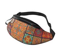 Rich&Rabbit Group of Marocain Géométrique Imprimé Multifonctionnel Sac Banane Sac Banane pour Randonnée Voyage Course à Pied Rand, noir, One Size