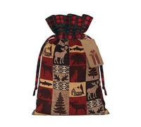 Rich&Rabbit Lodge Bear Sac de rangement avec cordon de serrage Motif cerf et poisson