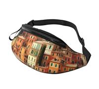 Rich&Rabbit Magnifique sac banane multifonction imprimé Italie pour randonnée, voyage, course à pied, randonnée en montagne, noir, One Size