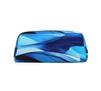 Rich&Rabbit Pochette de maquillage avec fermeture éclair et imprimé bleu abstrait - Sac de rangement de voyage pour usage quotidien, Argenté, One Size