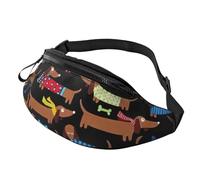 Rich&Rabbit Sac banane multifonction avec imprimé « I Love My Dog Teckels » pour randonnée, voyage, course à pied, randonnées en montagne, noir, One Size