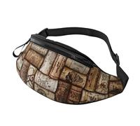 Rich&Rabbit Sac banane multifonction avec imprimé liège de vin pour randonnée, voyage, course à pied, randonnées en montagne, noir, One Size