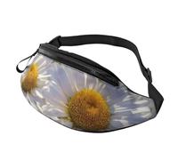 Rich&Rabbit Sac banane multifonction avec imprimé marguerites blanches sauvages pour randonnée, voyage, course à pied, randonnées en montagne, noir, One Size