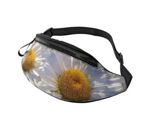 Rich&Rabbit Sac banane multifonction avec imprimé marguerites blanches sauvages pour randonnée, voyage, course à pied, randonnées en montagne, noir, One Size